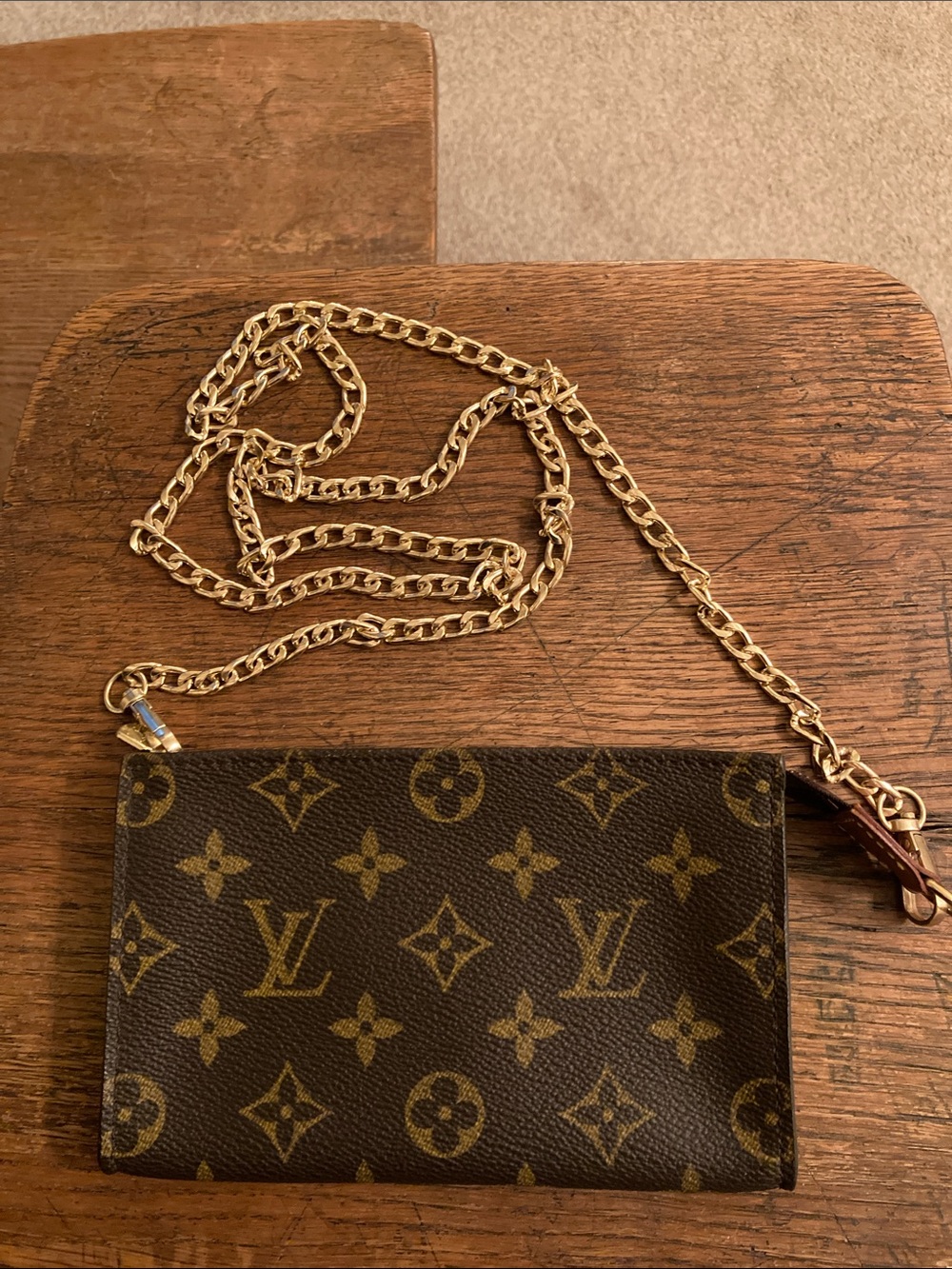 Louis Vuitton Monogram Bucket PM Pouch/Pochette w/Chain Strap